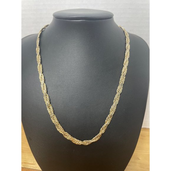 Gold Plated 26” Flat Necklace Matching Bracelet - Picture 3 of 6